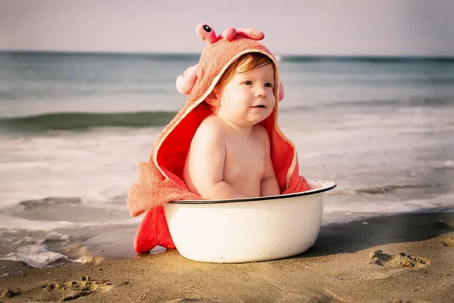 Hooded Waffle Baby Towel | Taupe